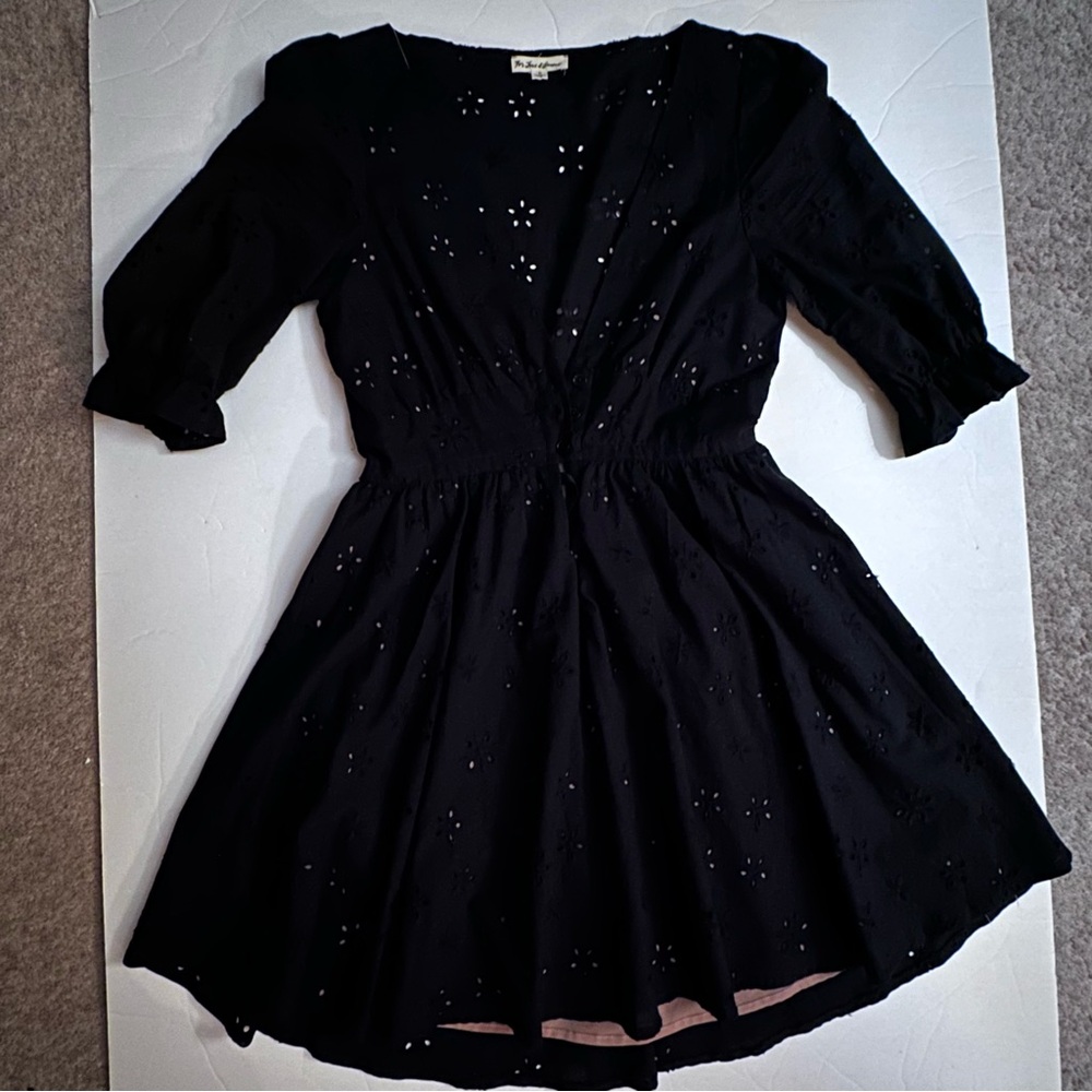 For Love and Lemons Eyelet black floral mini dress size Small